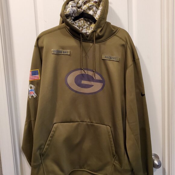 🏈 Green Bay Packers Nike Salute to Service XXL Therma-Fit Hoodie (Olive Green) - Picture 1 of 6
